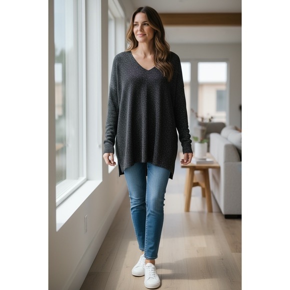 INC International Concepts Sweaters - INC International Concepts XL V Neck Sparkle Sweater Tunic Top